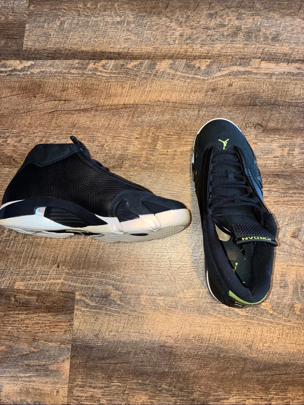 Jordan Black Sneakers with Lime Jumpman Accents